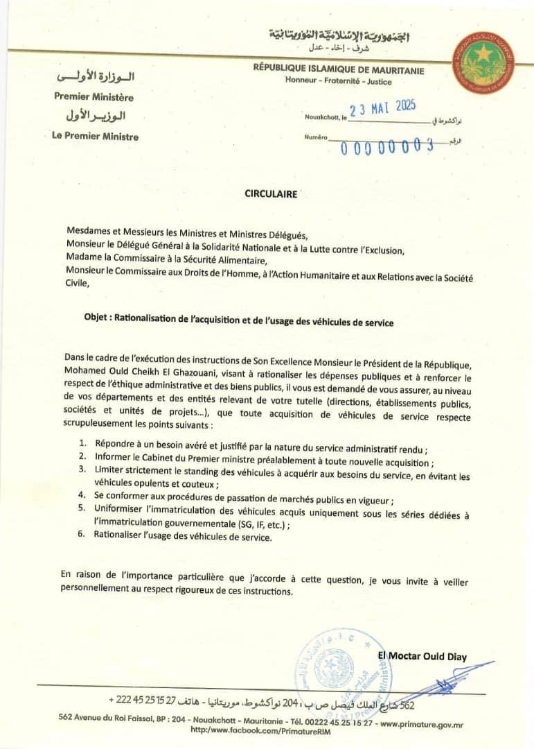 Le Premier ministre interdit l’achat de voitures de luxe dans l’administration publique