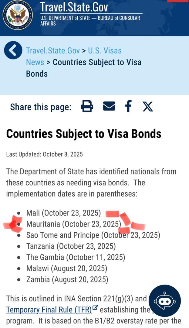 États-Unis : une caution imposée aux Mauritaniens demandant un visa touristique ou d’affaires